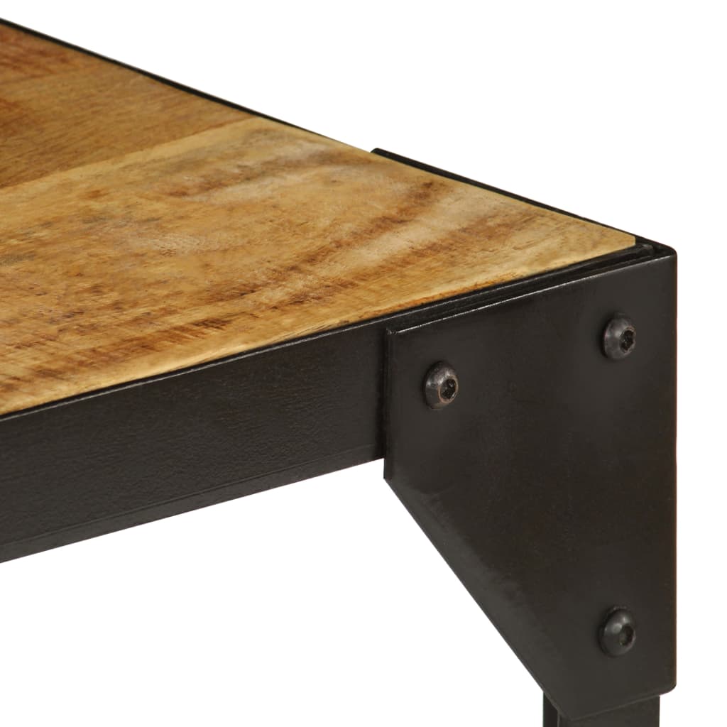 Coffee Table Solid Rough Mango Wood And Steel 110 Cm