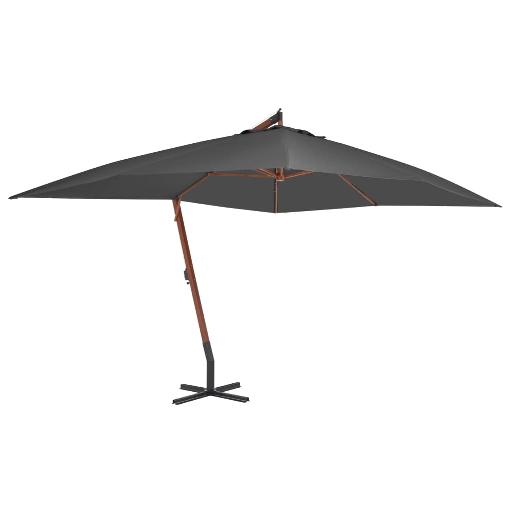Cantilever Garden Parasol With Wooden Pole 400X300 Cm