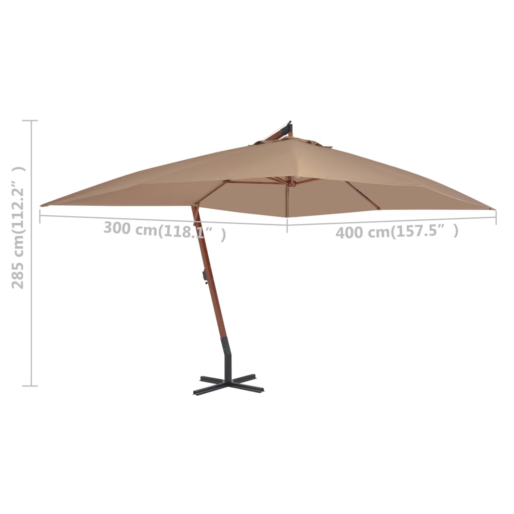 Cantilever Garden Parasol With Wooden Pole 400X300 Cm