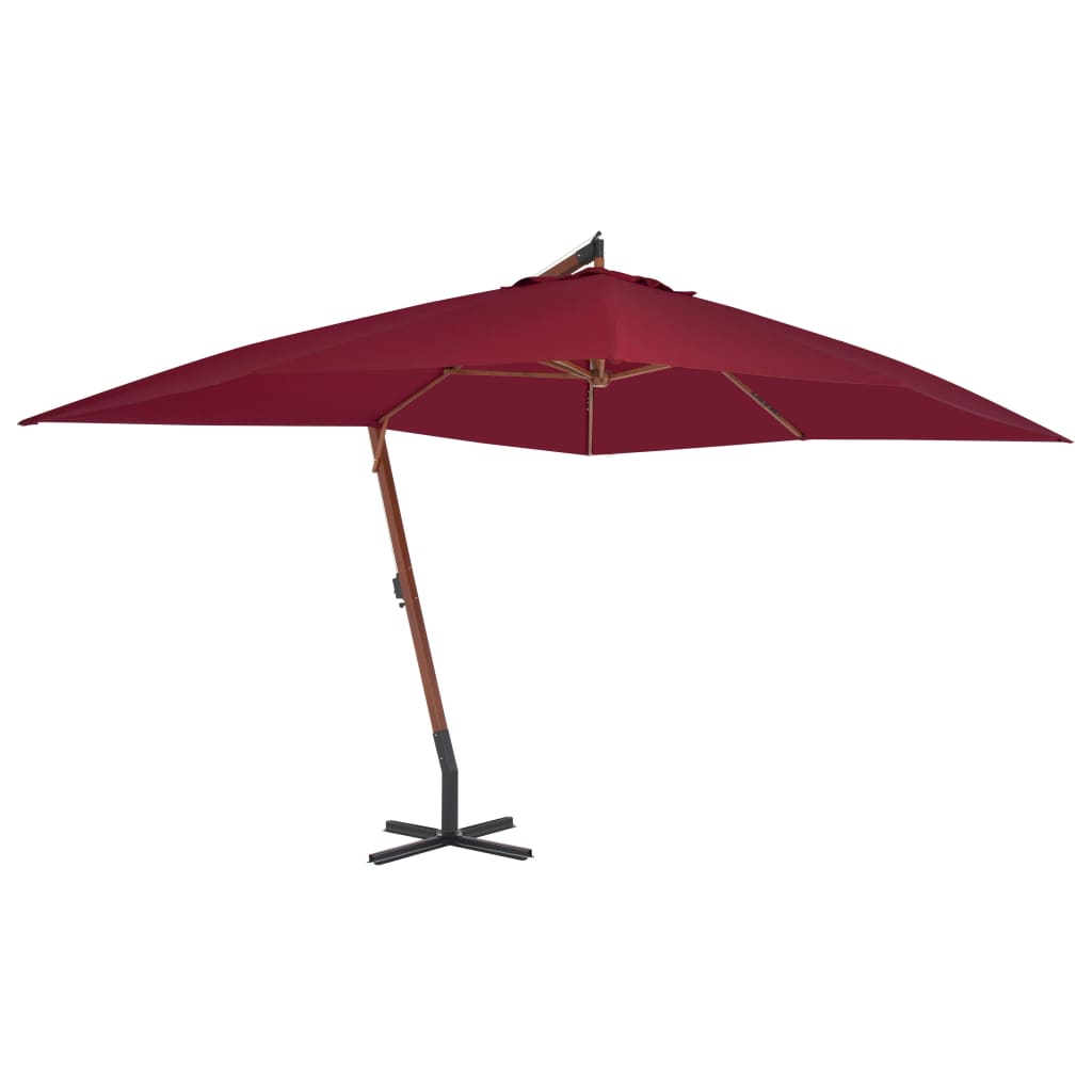 Cantilever Garden Parasol With Wooden Pole 400X300 Cm