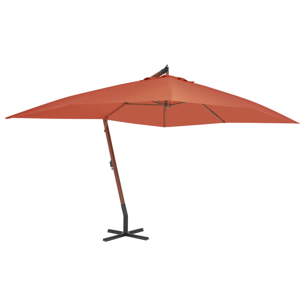 Cantilever Garden Parasol With Wooden Pole 400X300 Cm