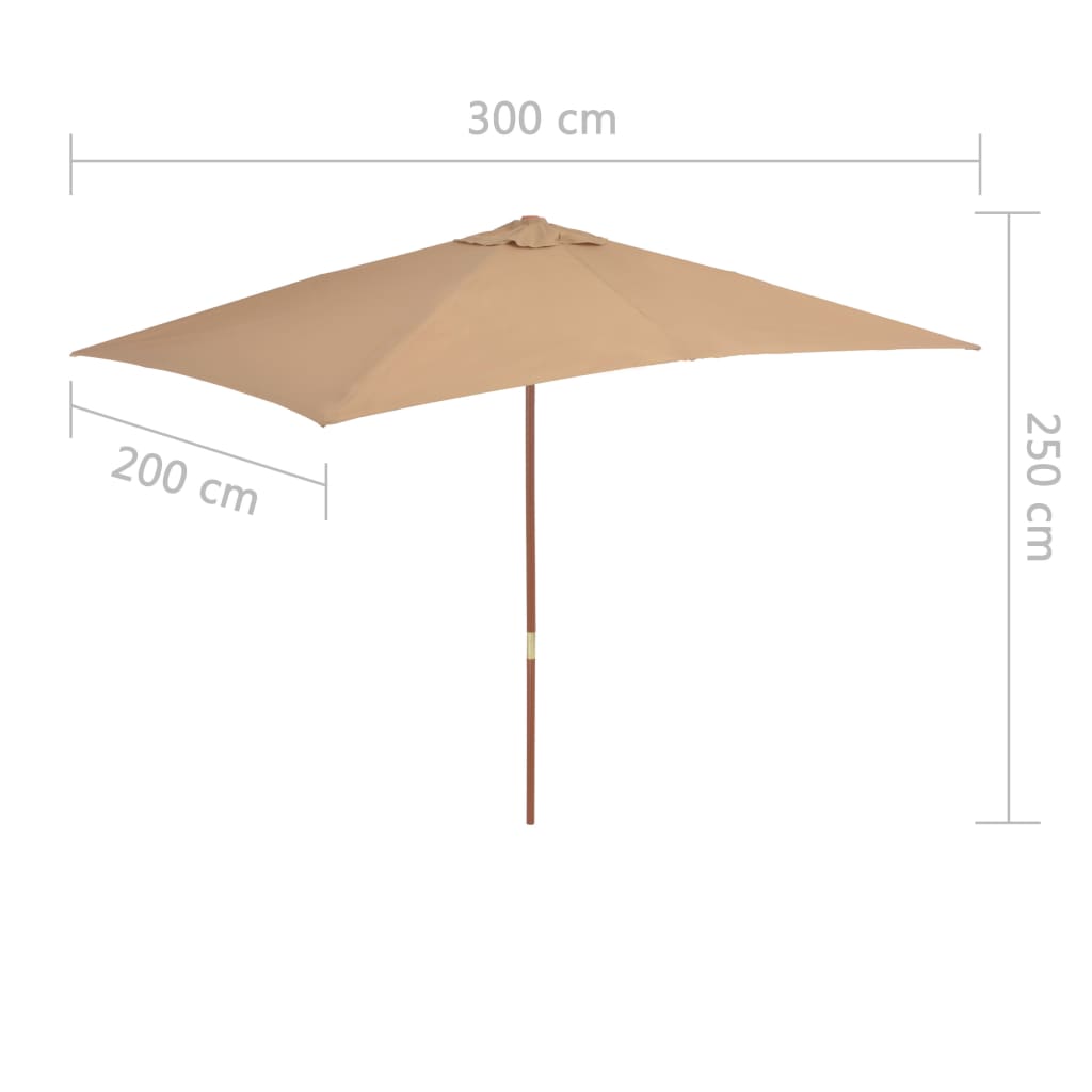 Garden Parasol With Wooden Pole 200X300 Cm