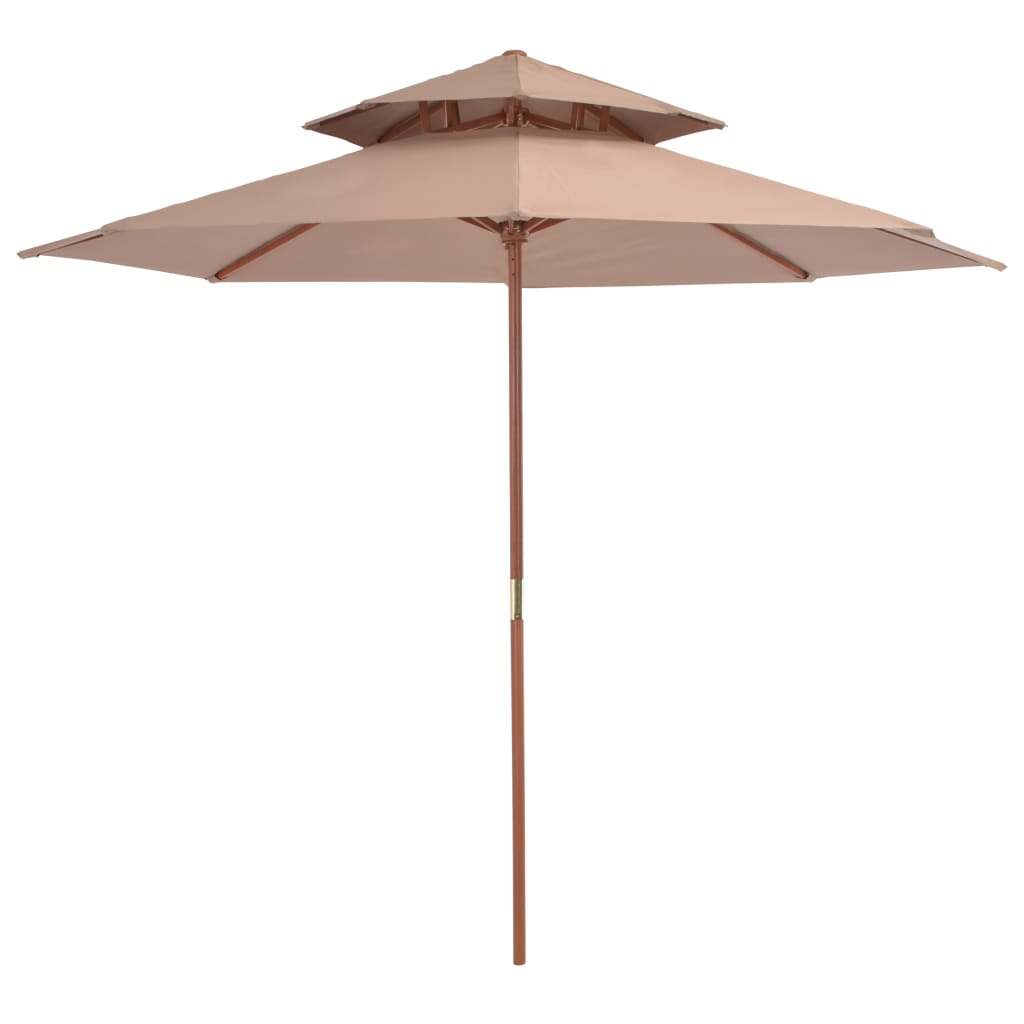 Double Decker Garden Parasol With Wooden Pole 270 Cm