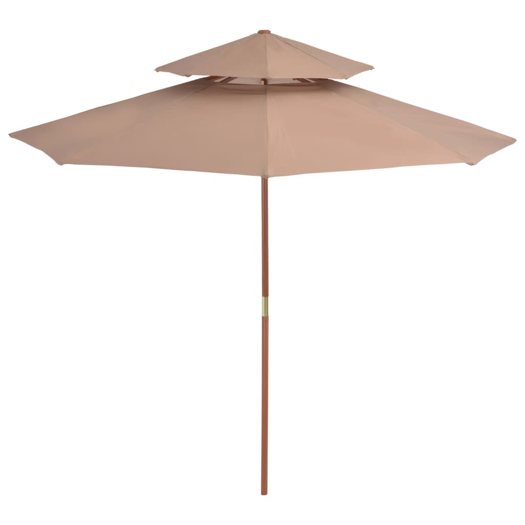 Double Decker Garden Parasol With Wooden Pole 270 Cm