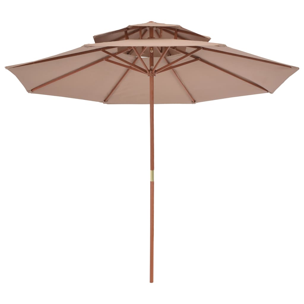 Double Decker Garden Parasol With Wooden Pole 270 Cm