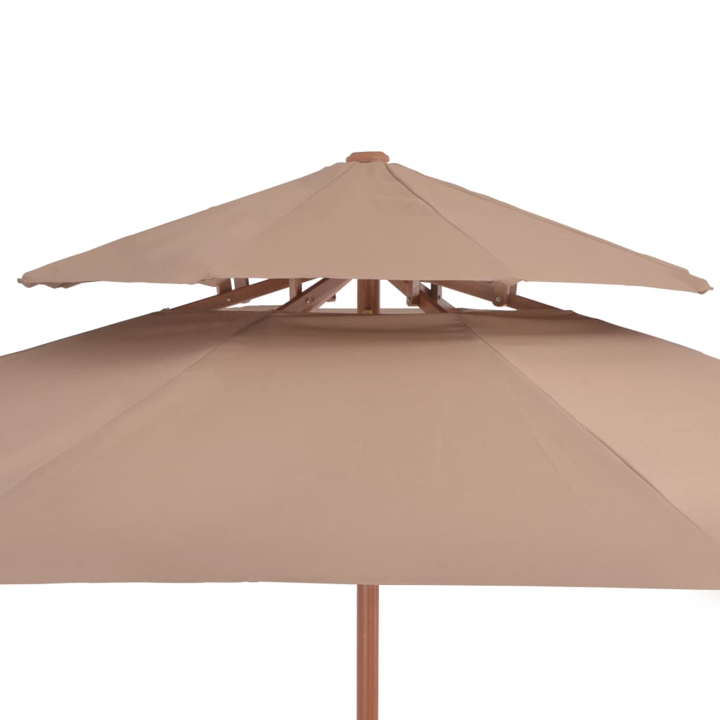 Double Decker Garden Parasol With Wooden Pole 270 Cm