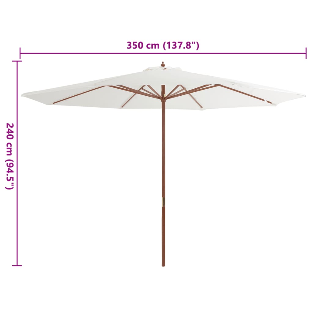 Garden Parasol With Wooden Pole 350 Cm