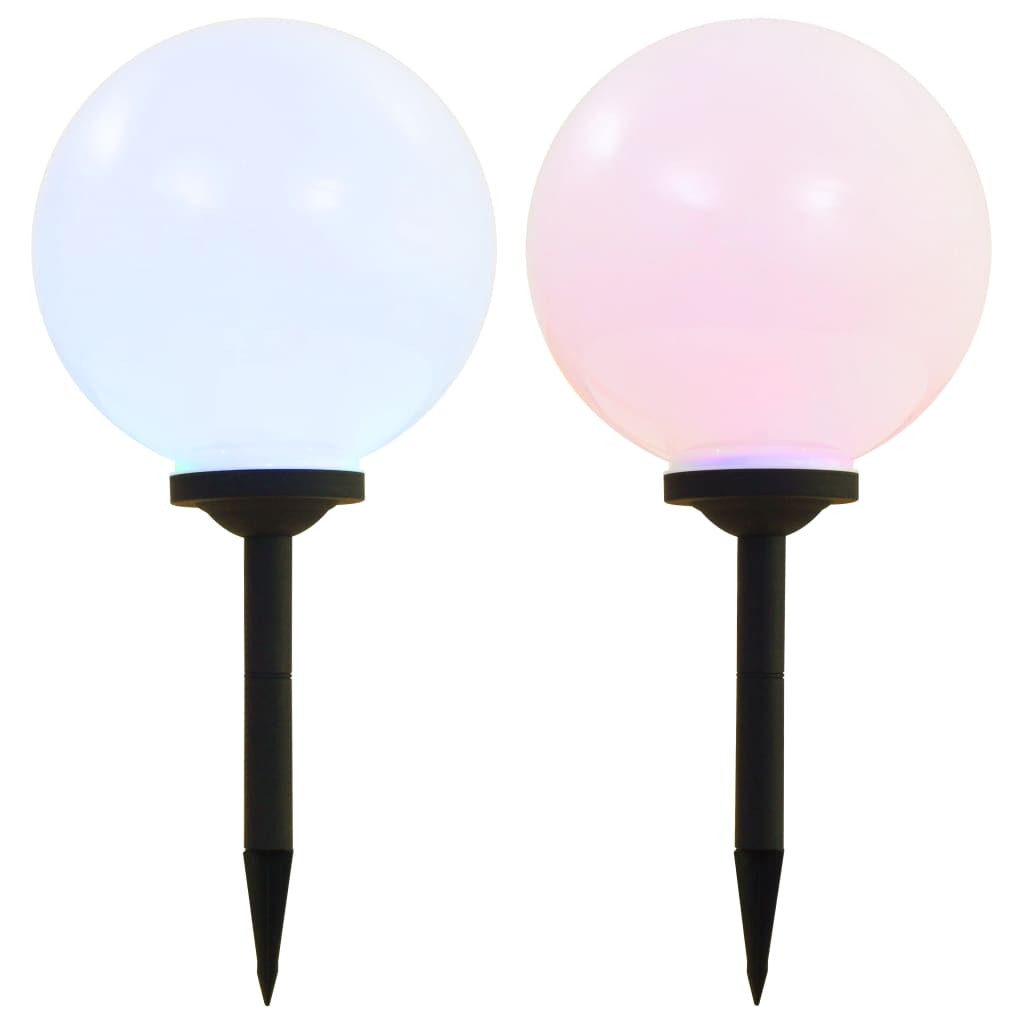 Outdoor Solar Lamps 2 Pcs Led Spherical Rgb