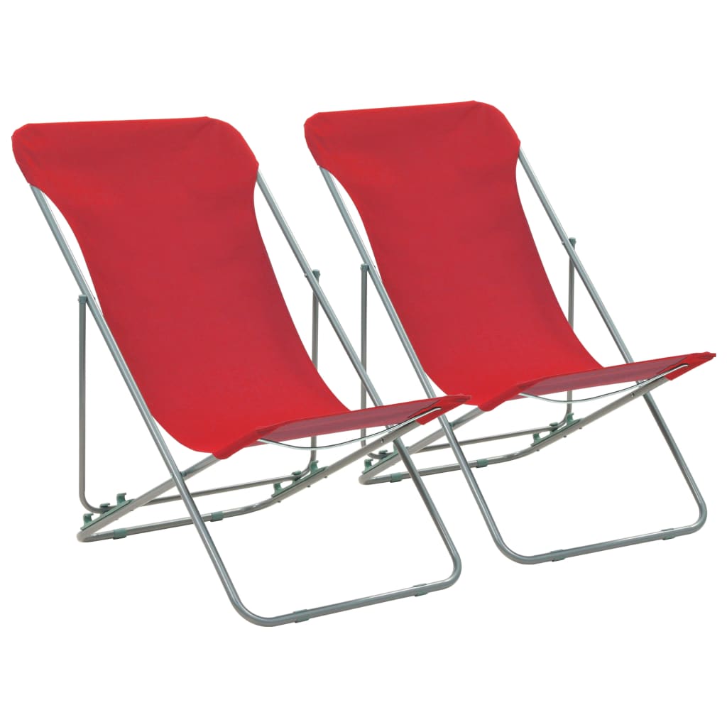 Folding Beach Chairs 2 Pcs Steel And Oxford Fabric