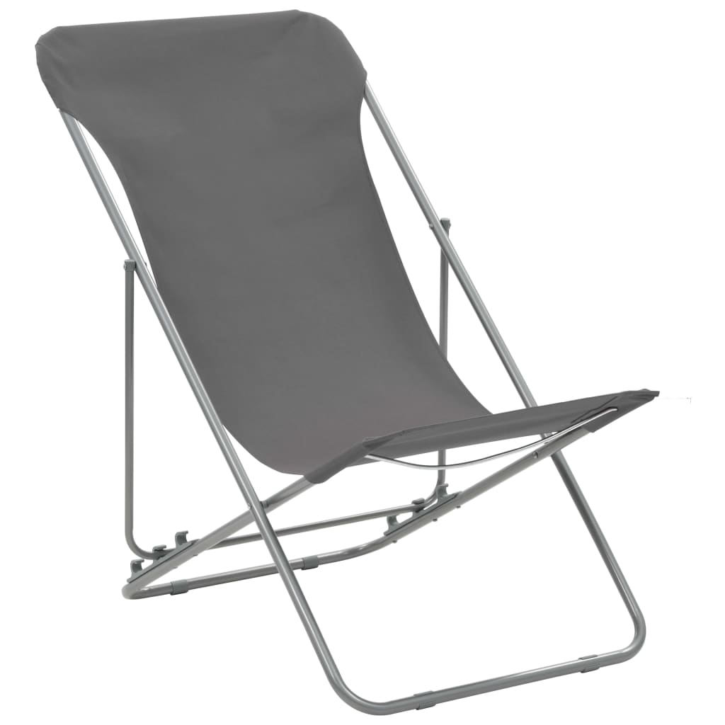 Folding Beach Chairs 2 Pcs Steel And Oxford Fabric