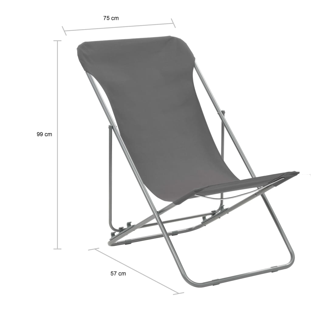 Folding Beach Chairs 2 Pcs Steel And Oxford Fabric