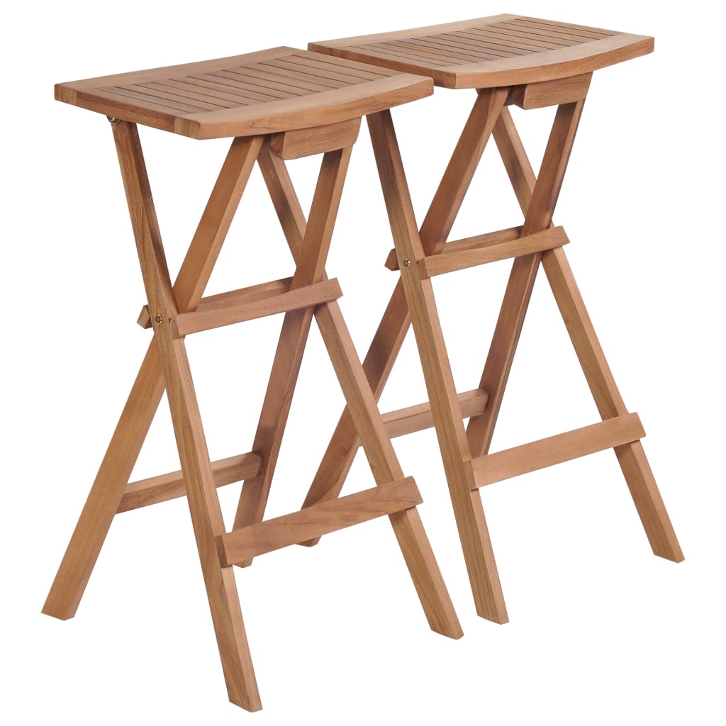 Folding Bar Stools 4 Pcs Solid Teak Wood