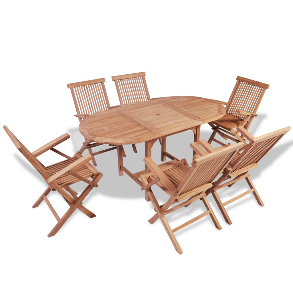 5 Piece Garden Dining Set Solid Teak Wood