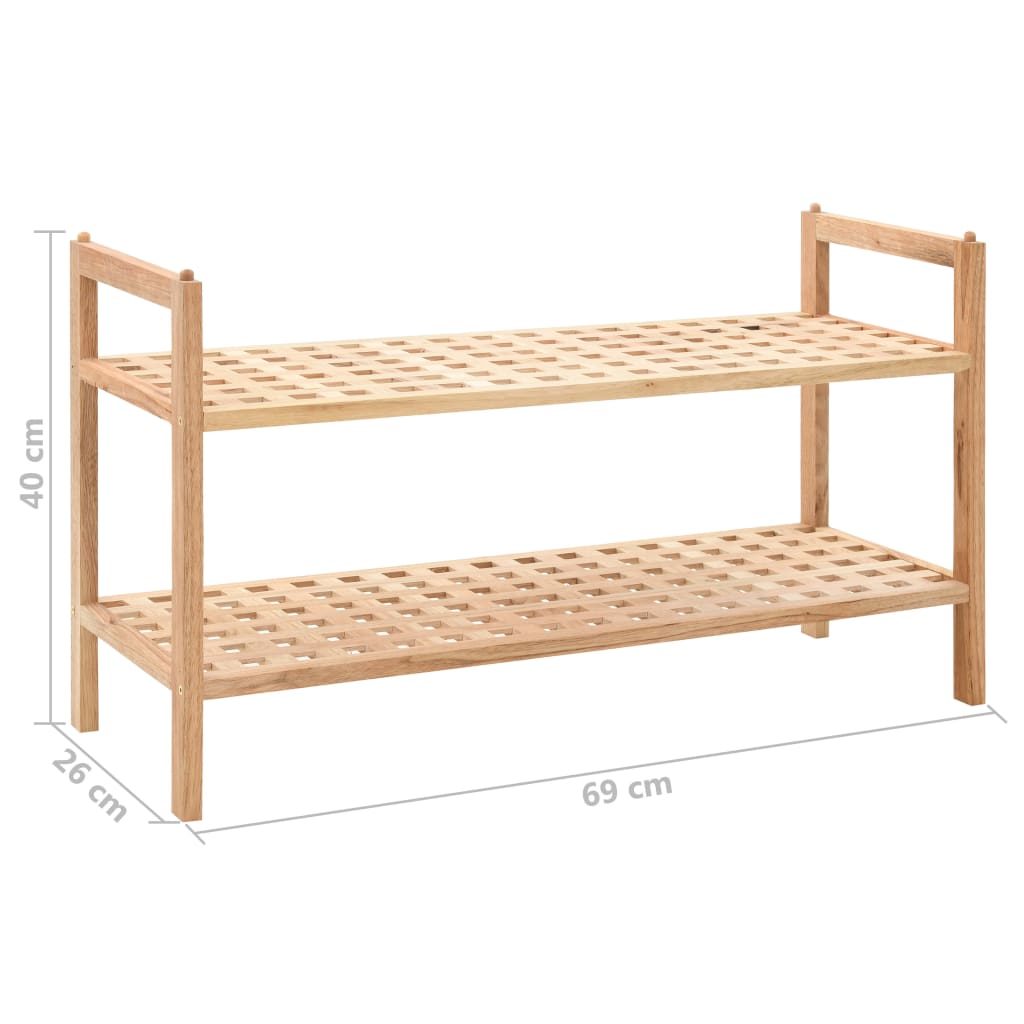 Shoe Rack Solid Walnut Wood 69X26X40 Cm