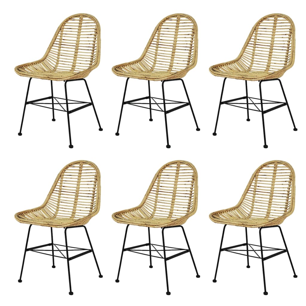 Dining Chairs 4 Pcs Natural Rattan