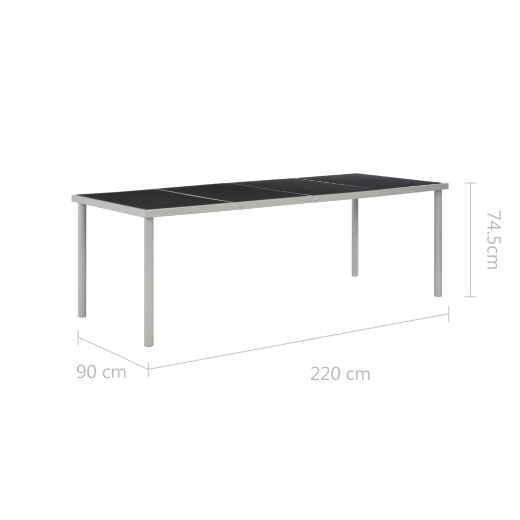 Garden Table Black 220X90X74.5 Cm Steel