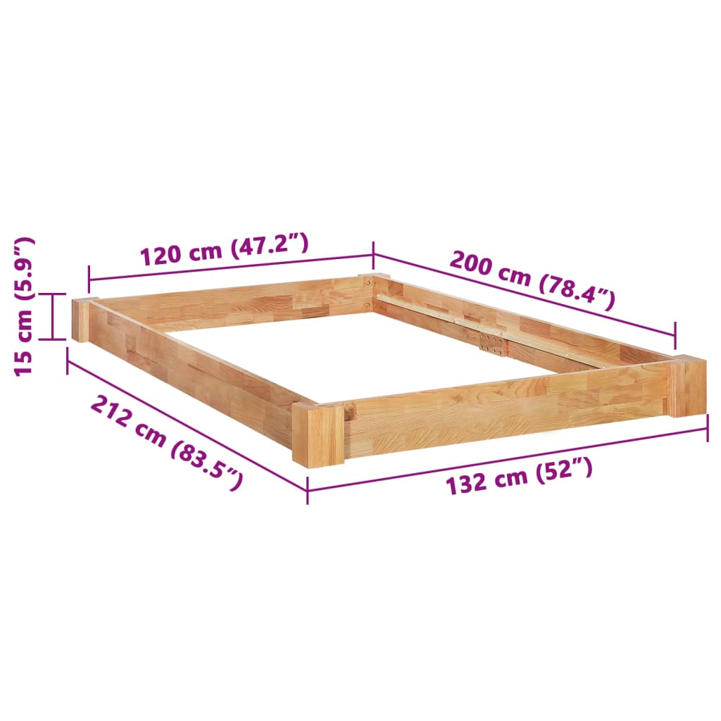 Bed Frame Without Mattress Solid Oak Wood