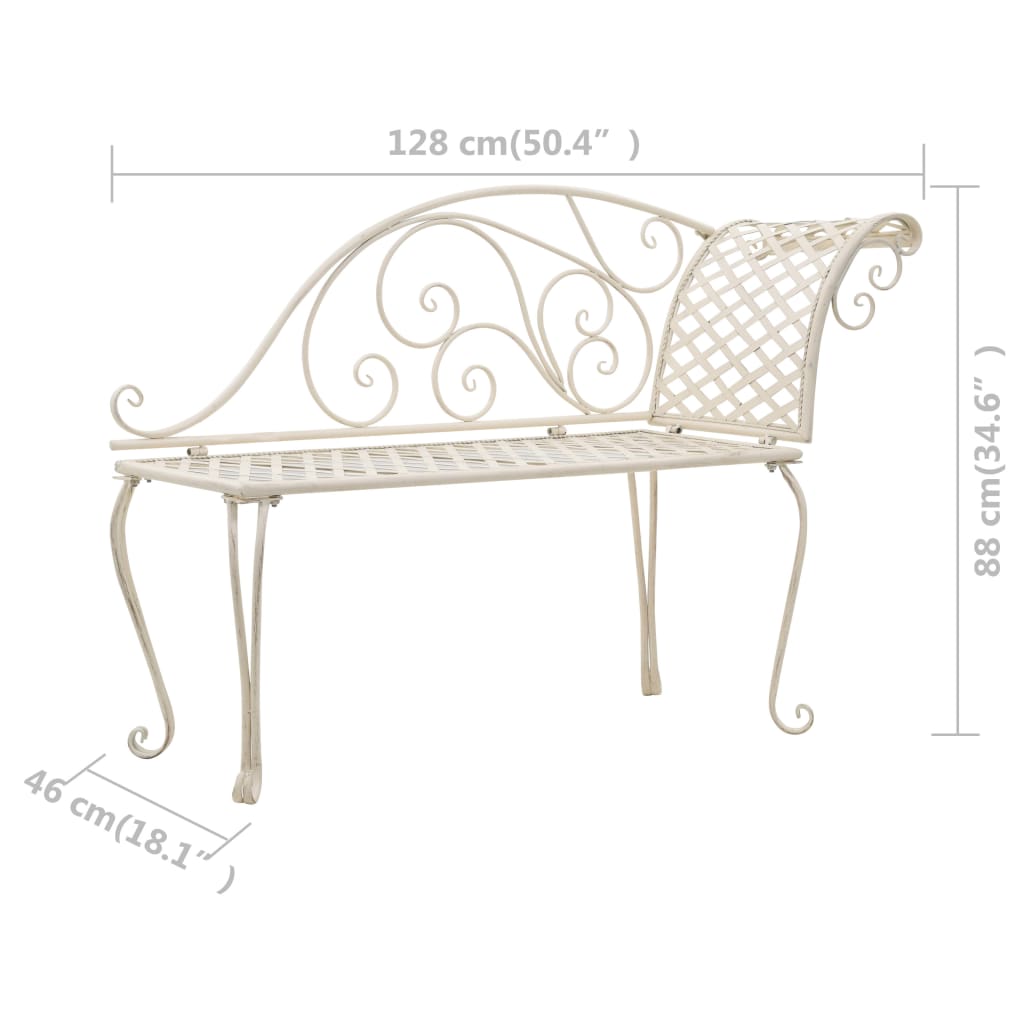 Garden Chaise Lounge 128 Cm Metal Antique