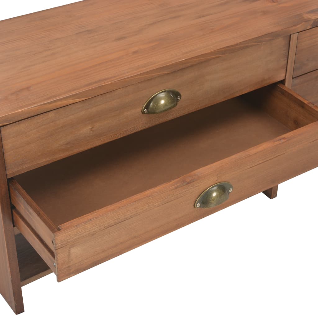 Tv Cabinet With 4 Drawers 120X30X40 Cm Solid Fir Wood