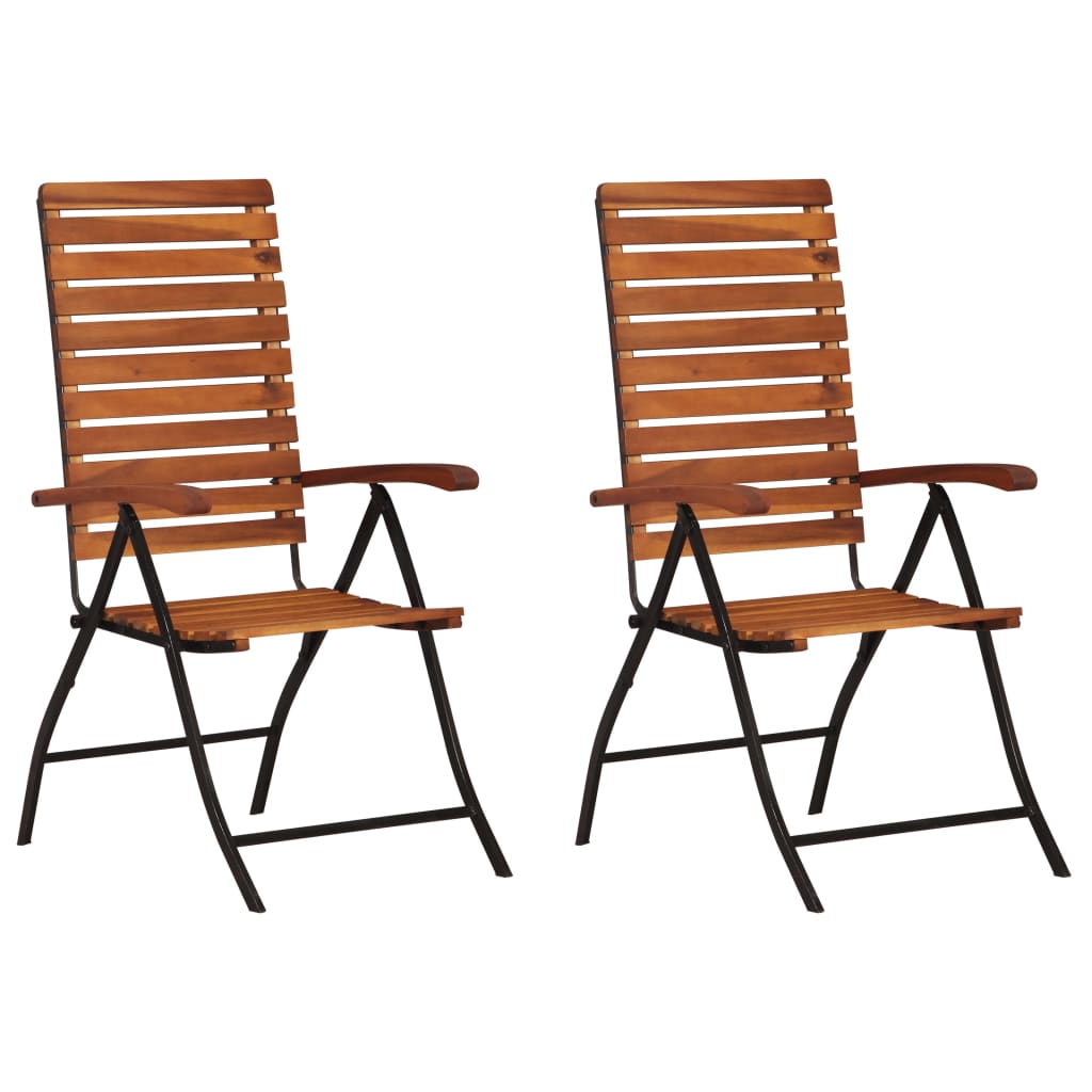 2 Pcs Reclining Garden Chairs Solid Acacia Wood