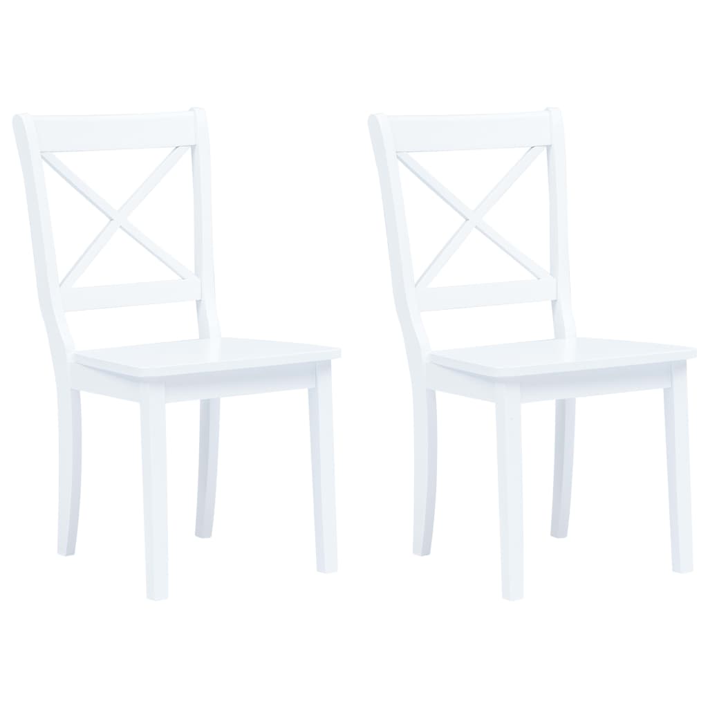Dining Chairs 6 Pcs White And Light Wood Solid Rubber Wood