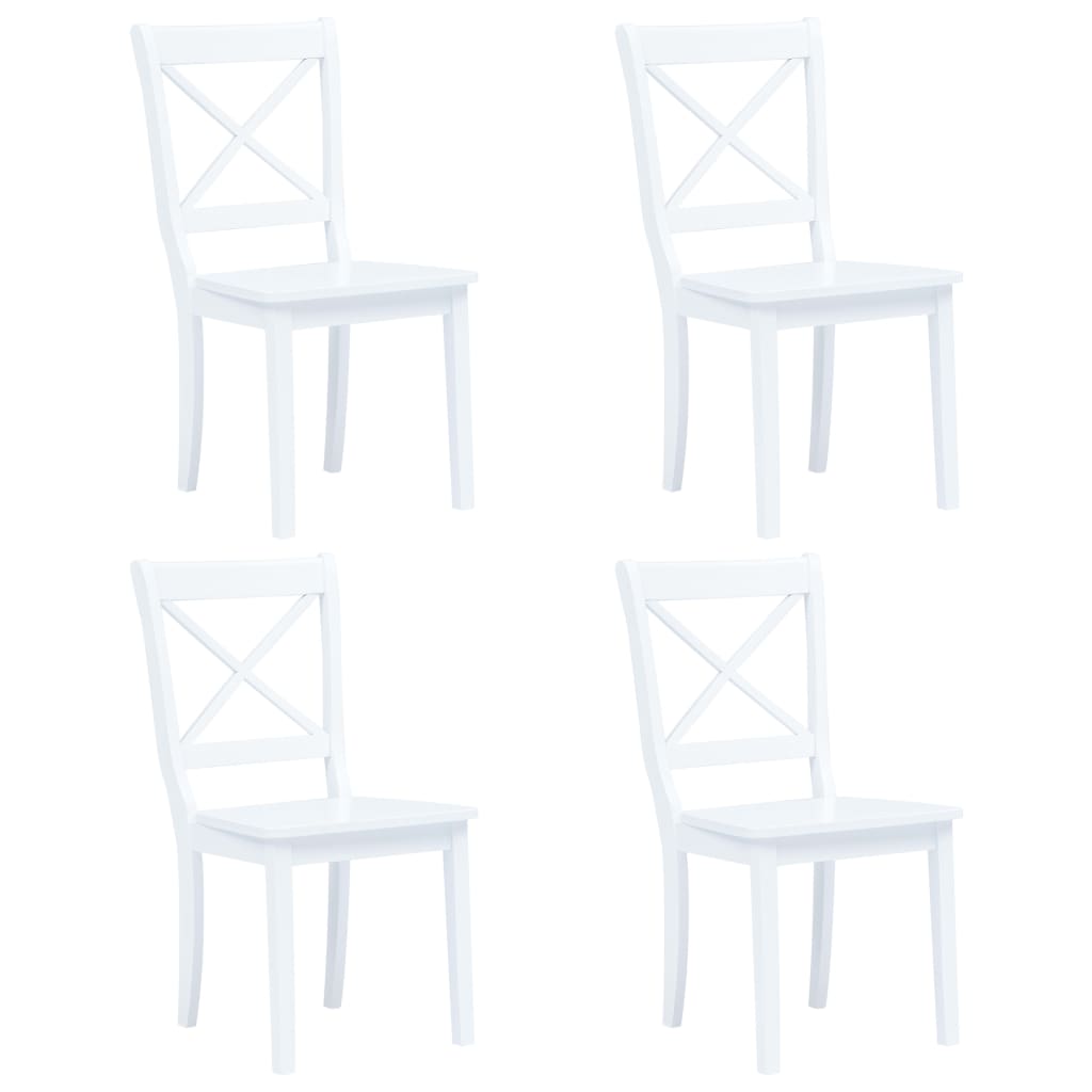 Dining Chairs 6 Pcs White And Light Wood Solid Rubber Wood