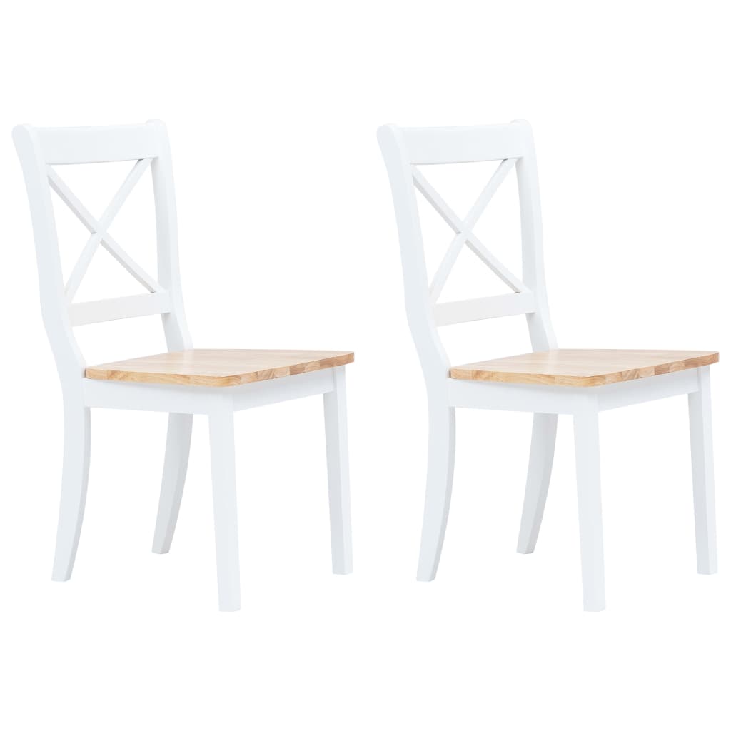 Dining Chairs 6 Pcs White And Light Wood Solid Rubber Wood