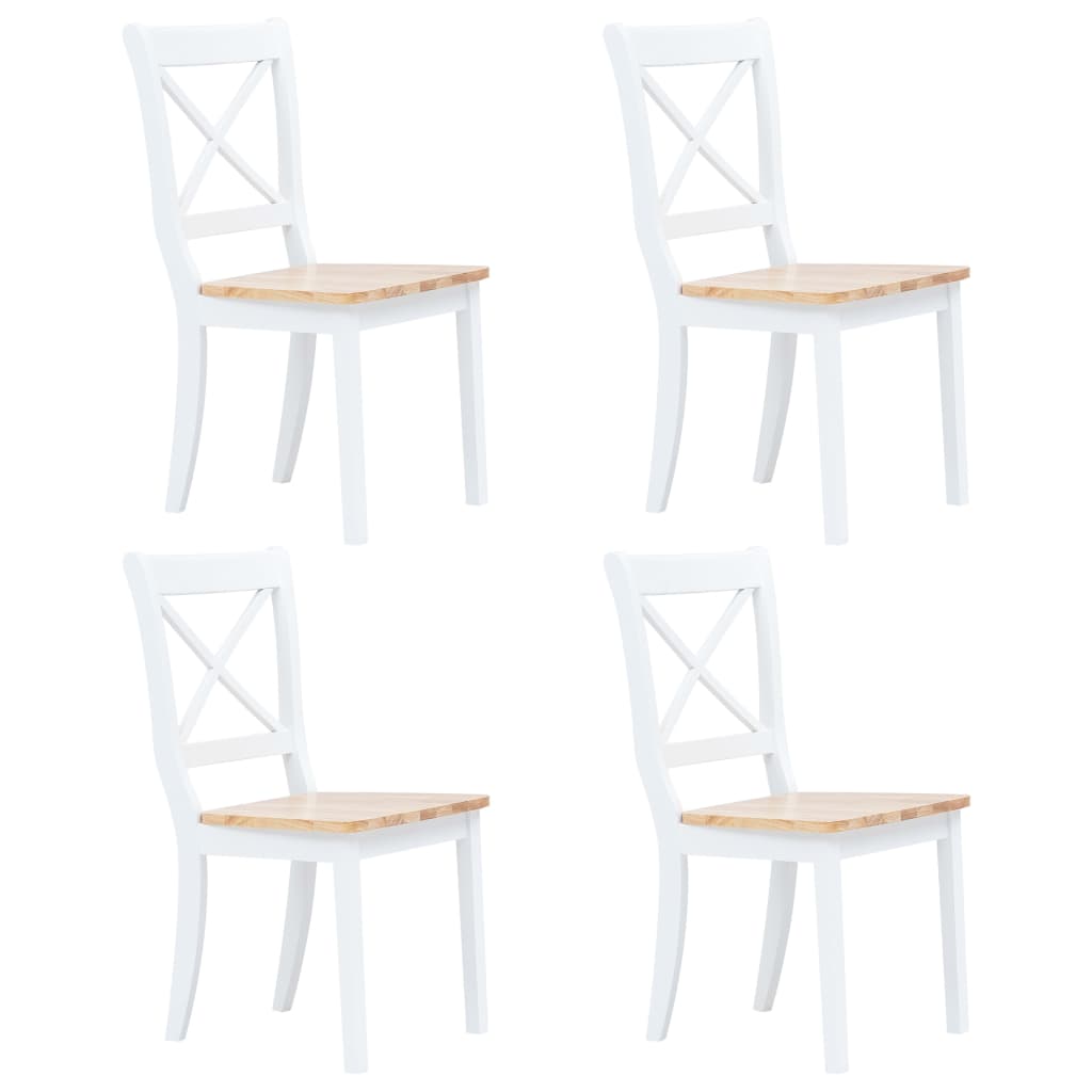 Dining Chairs 6 Pcs White And Light Wood Solid Rubber Wood