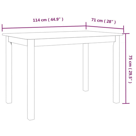Dining Table 114X71X75 Cm Solid Rubber Wood
