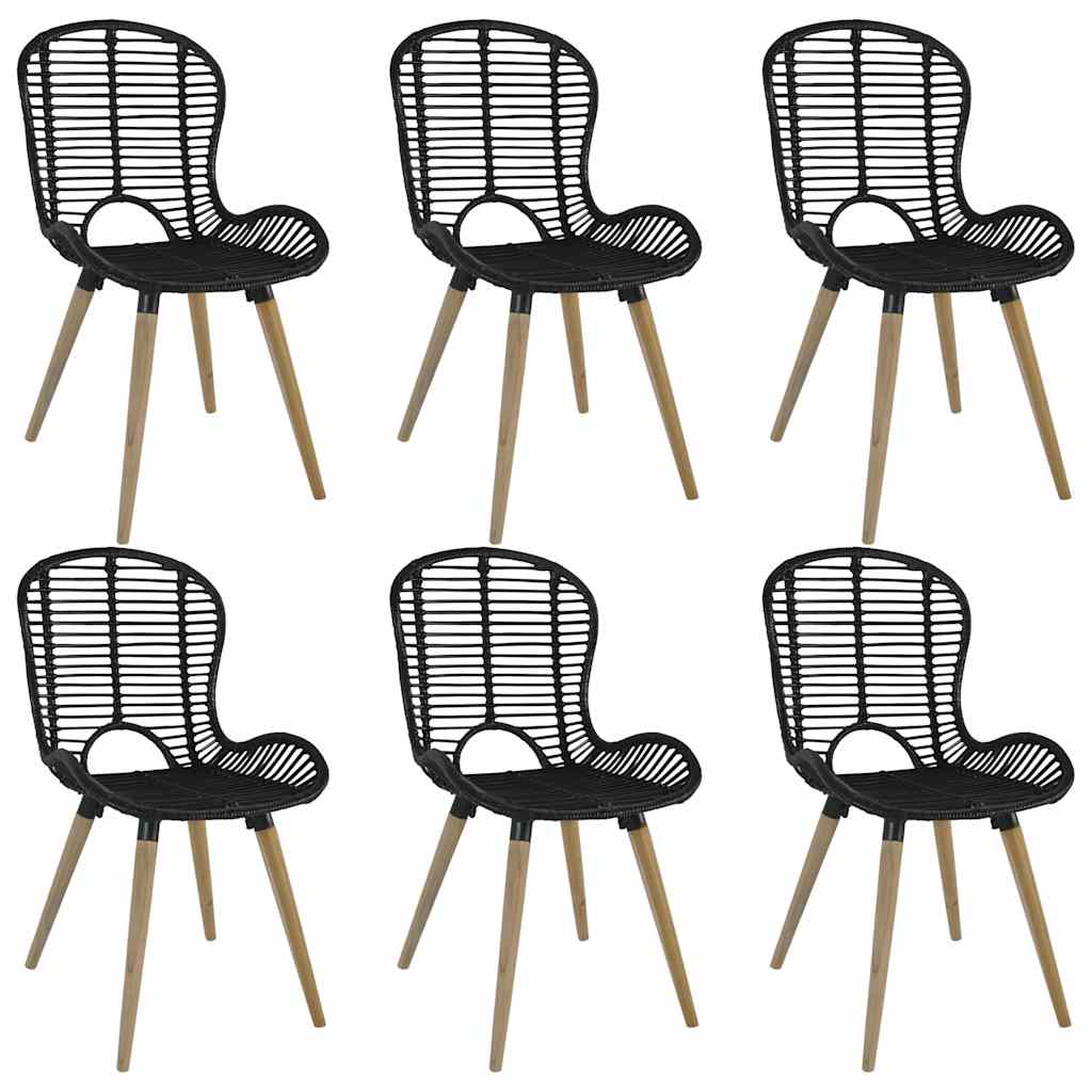 Dining Chairs 4 Pcs Natural Rattan