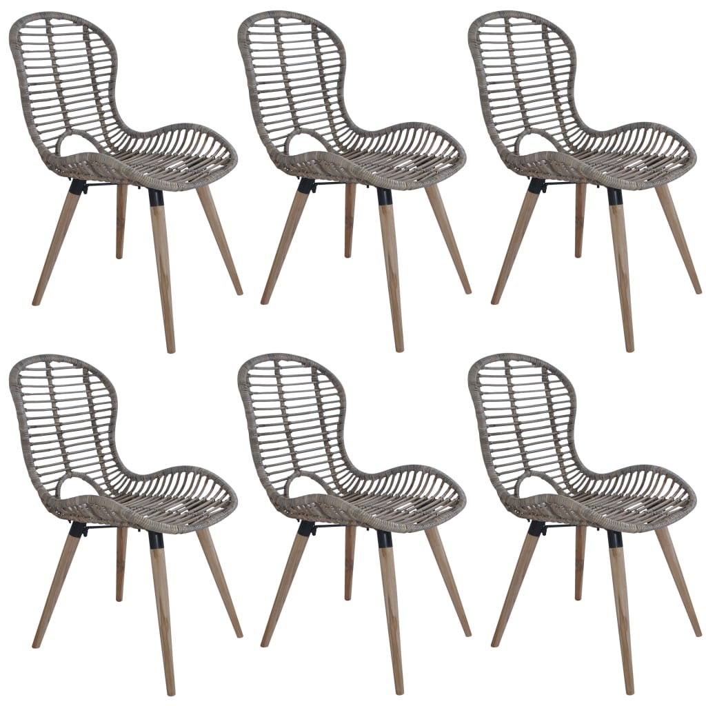 Dining Chairs 4 Pcs Natural Rattan
