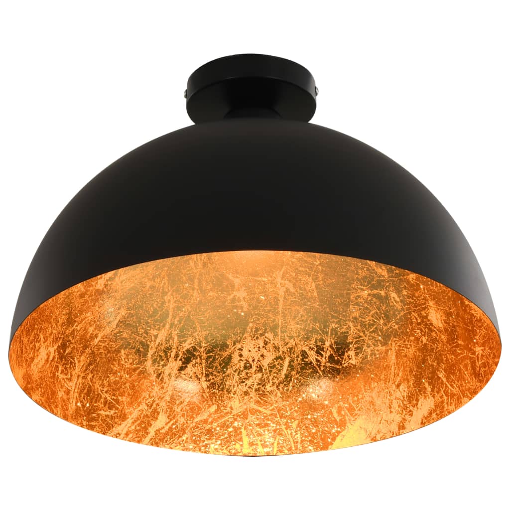 Ceiling Lamps 2 Pcs Black And Gold Semi-Spherical E27