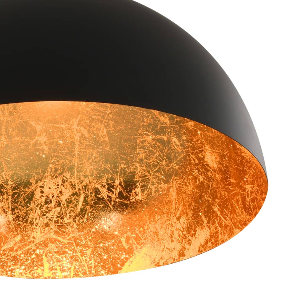 Ceiling Lamps 2 Pcs Black And Gold Semi-Spherical E27