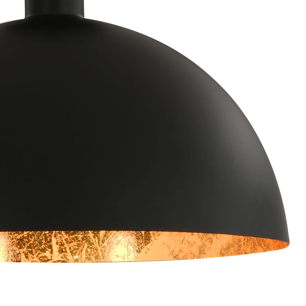 Ceiling Lamps 2 Pcs Black And Gold Semi-Spherical E27
