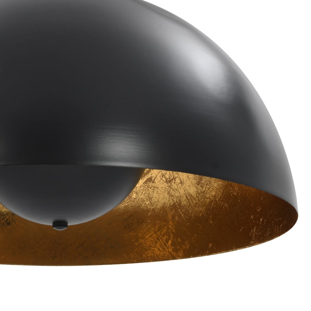 Ceiling Lamps 2 Pcs Black And Gold Semi-Spherical E27