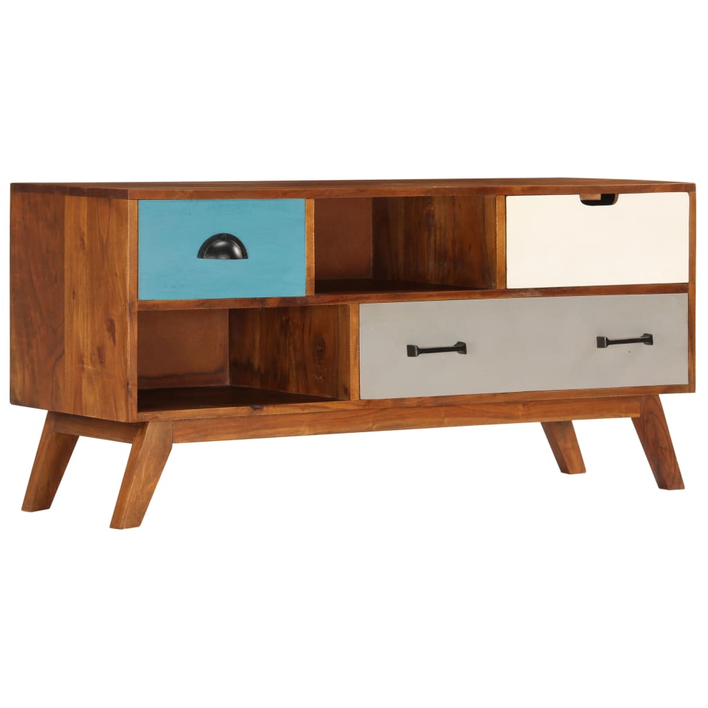 Tv Cabinet With 3 Drawers 110X35X50 Cm Solid Acacia Wood