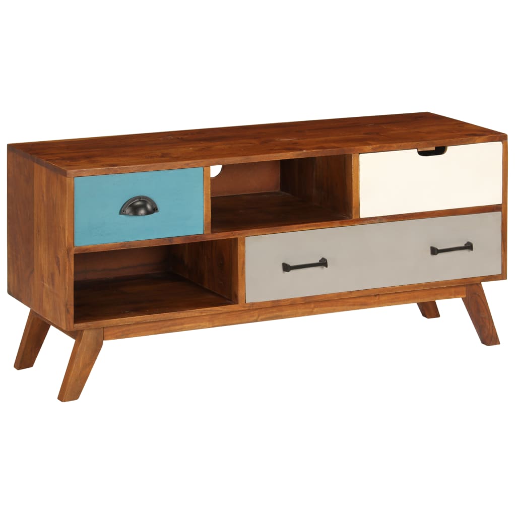 Tv Cabinet With 3 Drawers 110X35X50 Cm Solid Acacia Wood