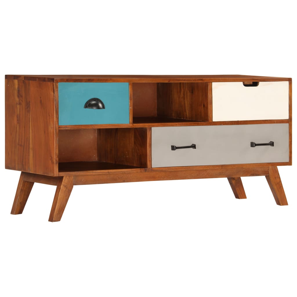 Tv Cabinet With 3 Drawers 110X35X50 Cm Solid Acacia Wood