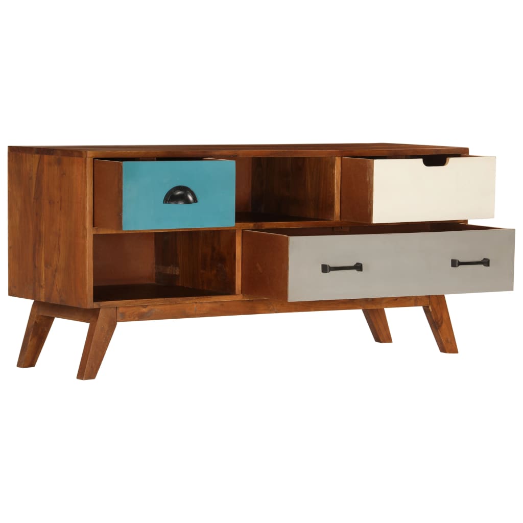 Tv Cabinet With 3 Drawers 110X35X50 Cm Solid Acacia Wood