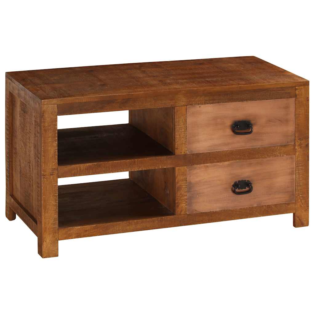 Coffee Table With 2 Drawers 90X40X50 Cm Solid Mango Wood