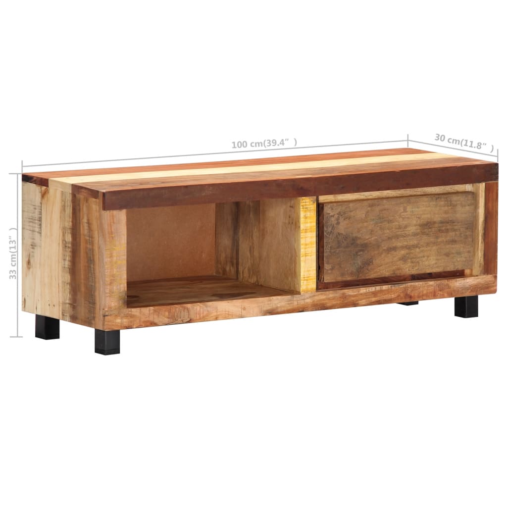 Tv Cabinet 100X30X33 Cm Solid Reclaimed Wood