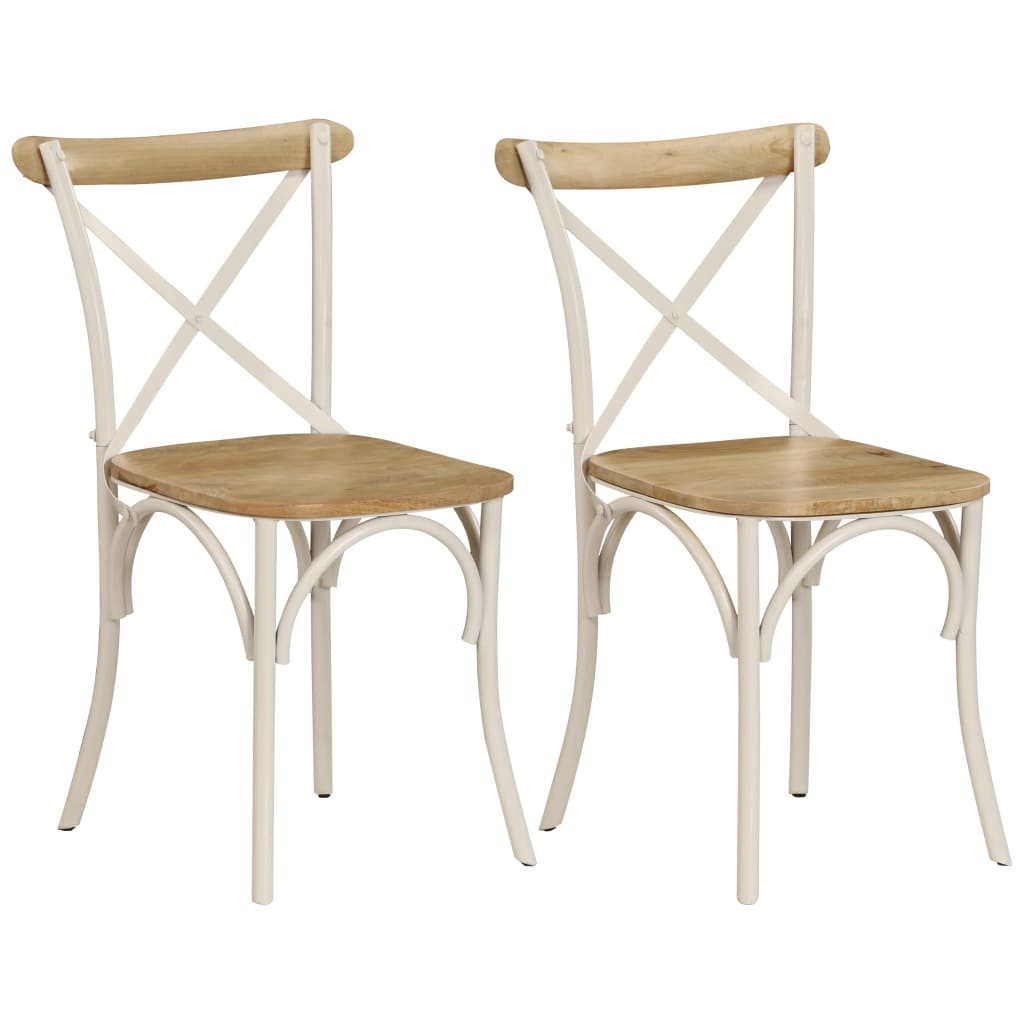 Cross Chairs 4 Pcs White Solid Mango Wood