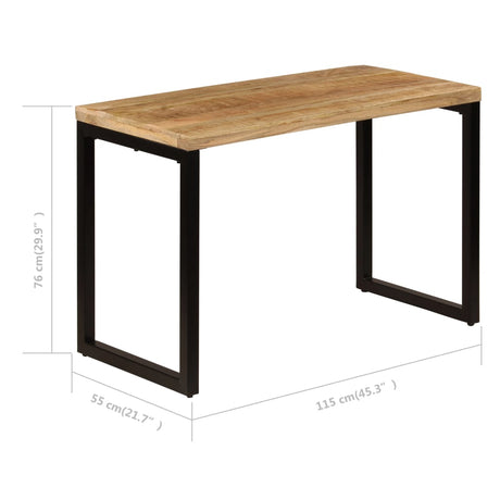 Dining Table 115X55X76 Cm Solid Mango Wood And Steel