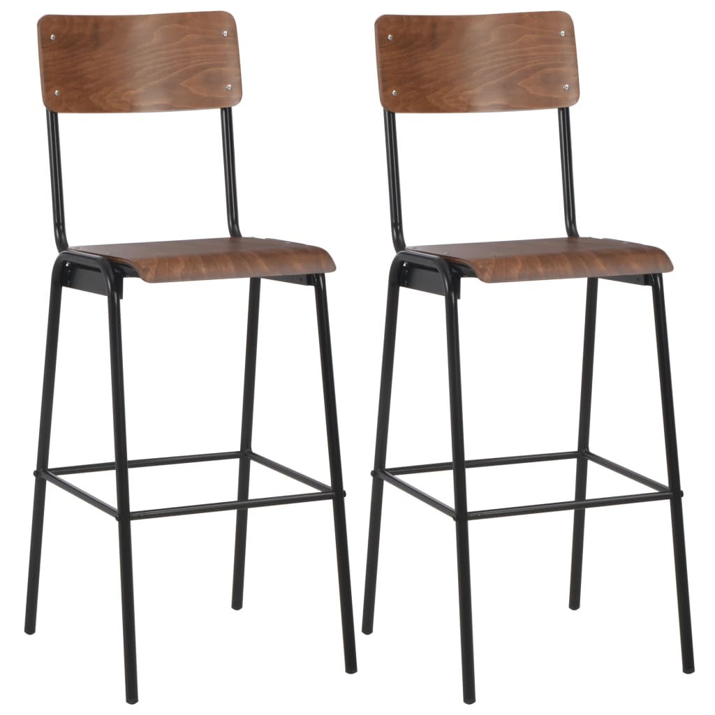 Bar Chairs 2 Pcs Solid Plywood Steel
