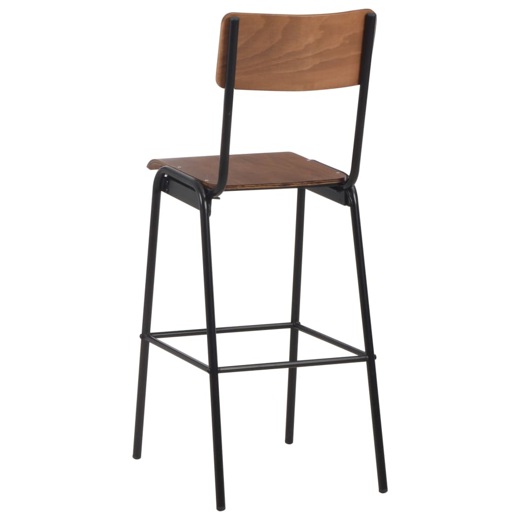 Bar Chairs 2 Pcs Solid Plywood Steel