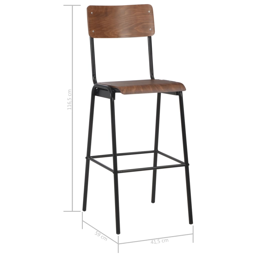 Bar Chairs 2 Pcs Solid Plywood Steel