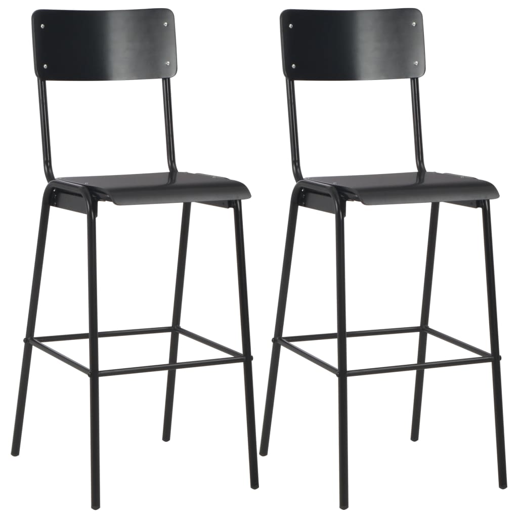 Bar Chairs 2 Pcs Solid Plywood Steel