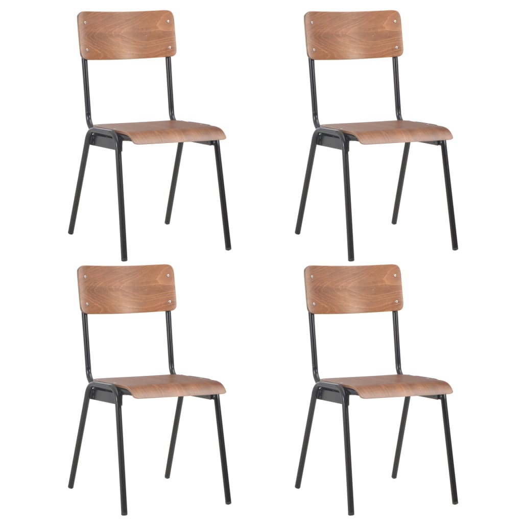Dining Chairs 4 Pcs Solid Plywood Steel