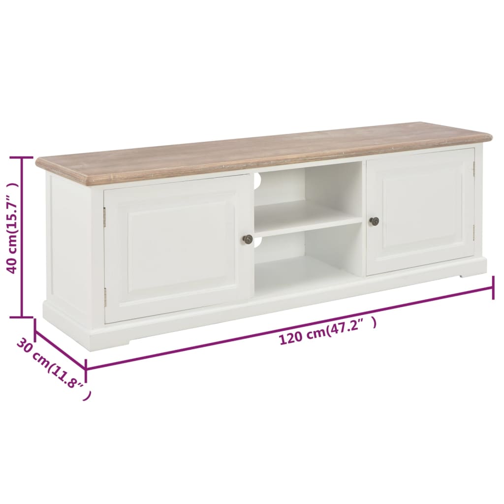 Tv Cabinet White 120X30X40 Cm Wood
