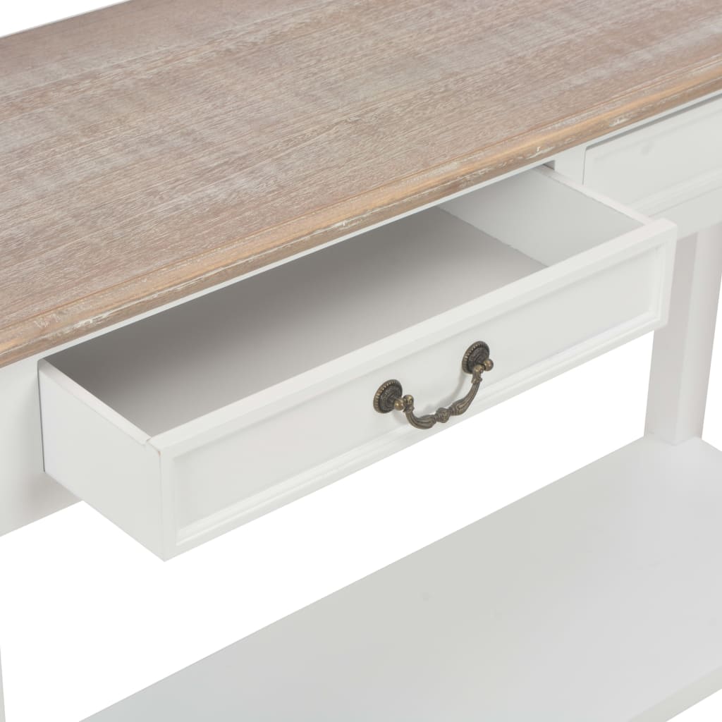 Console Table White 110X35X80 Cm Wood